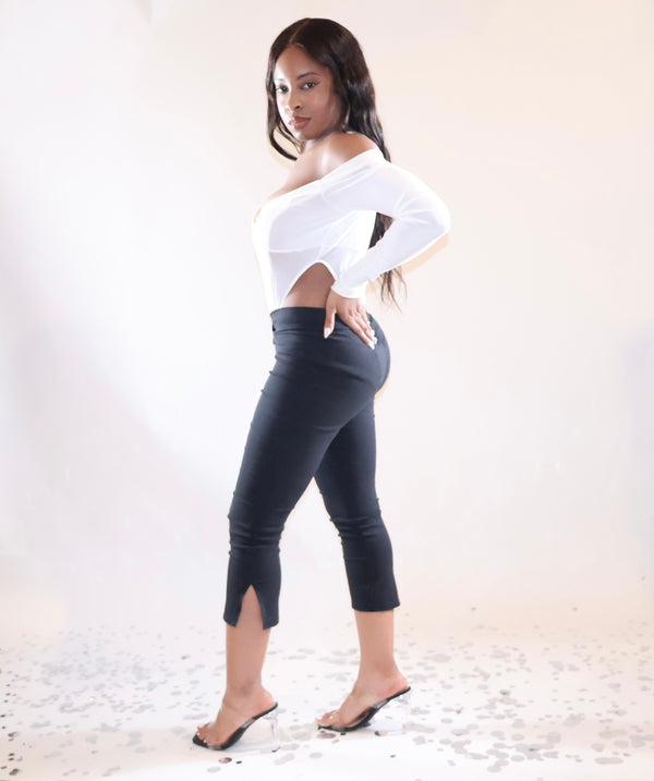 V shape front capri leggings