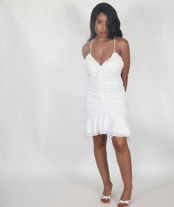 Flirty White Ruffle Dress